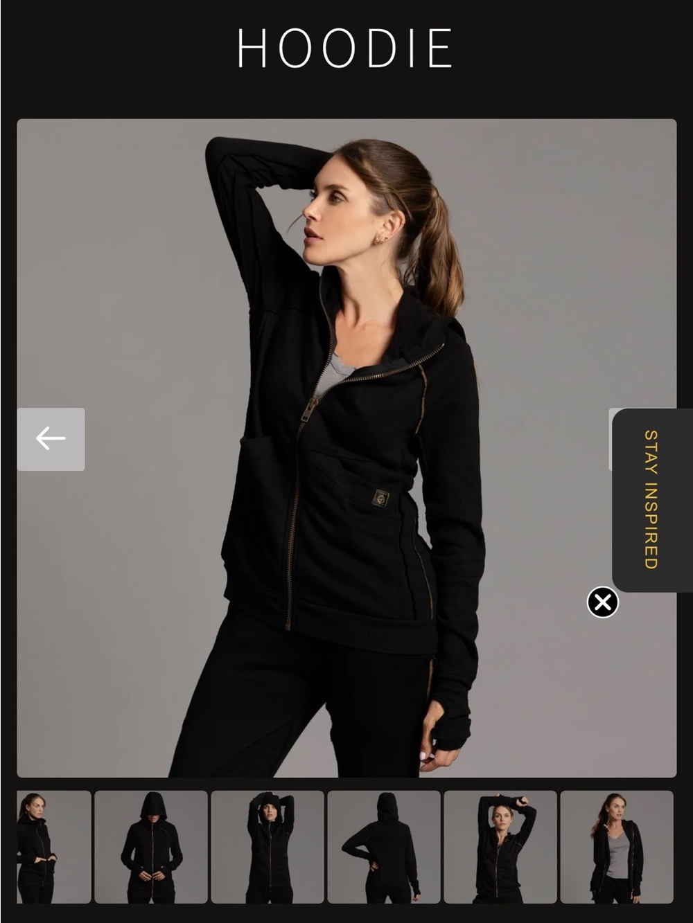 Women's Black Zip-Up Hoodie with Hood and Pockets